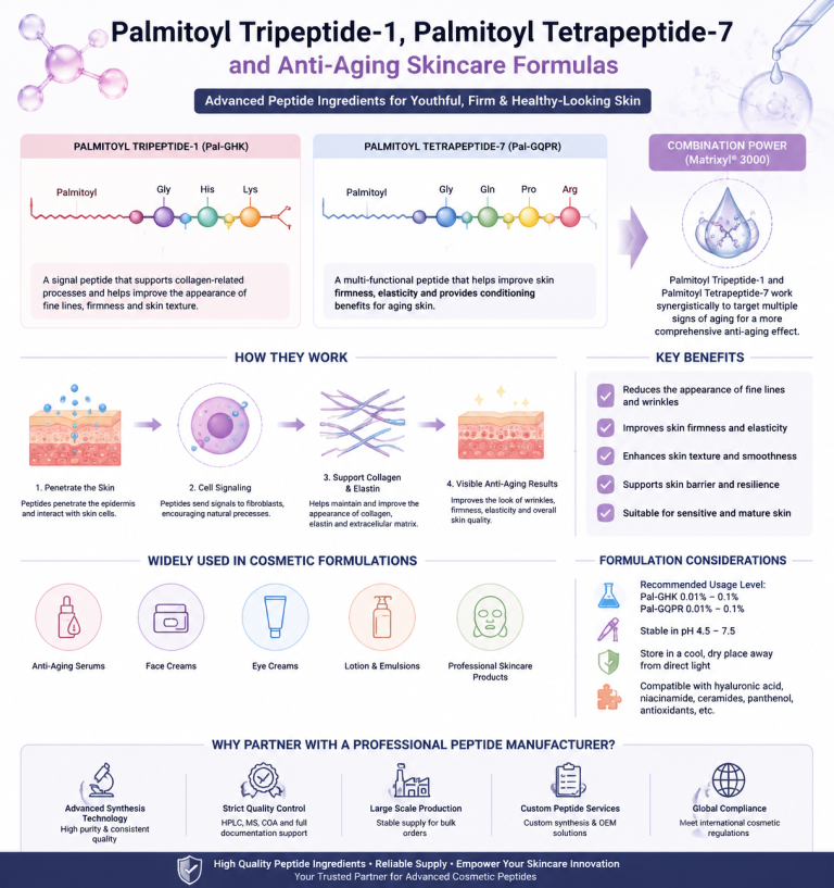 A Professional Guide to Palmitoyl Tripeptide-1, Palmitoyl Tetrapeptide-7, and Anti-Aging Skincare Formulas