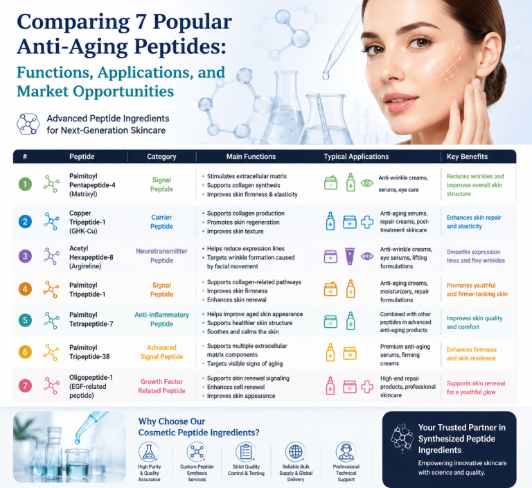 Comparing 7 Popular Anti-Aging Peptides: Functions, Applications, and Market Opportunities